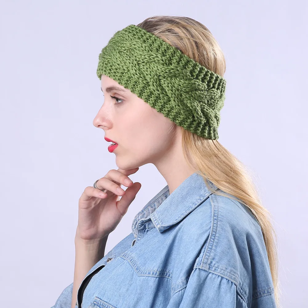 

Solid Wide Knitting Woolen Headband Winter Warm Ear Crochet Turban Hair Accessories For Women Girl Hair Band Headwraps