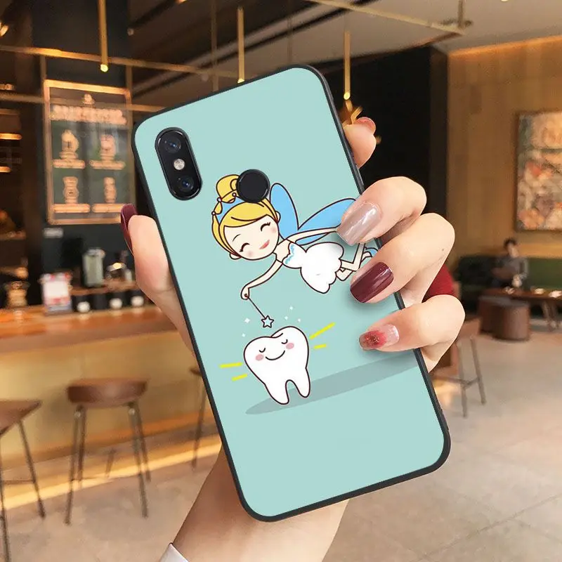 Dentist Tooth Pattern Silicone Black Phone Cover Skin For Xiaomi Mi MIX2 MIX2S MAX2 MAX3  F1 5 Note2 Note3 Coque Shell Cover