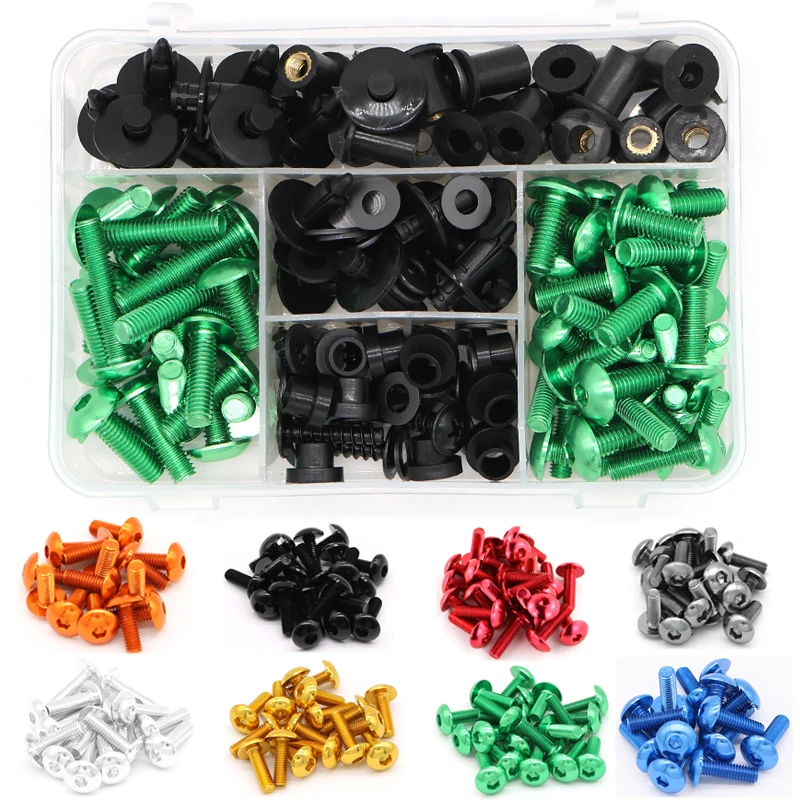 

Fit For Kawasaki GPZ 500 GPZ500 1994-2000 Vulcan 1700 2009-2013 Speed Nuts M5 Complete Cowling Fairing Bolts Kit Fairing Clips