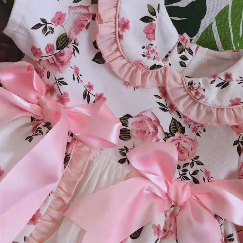 3 шт. детское платье с коротким рукавом и бантом цветами | Детская одежда обувь