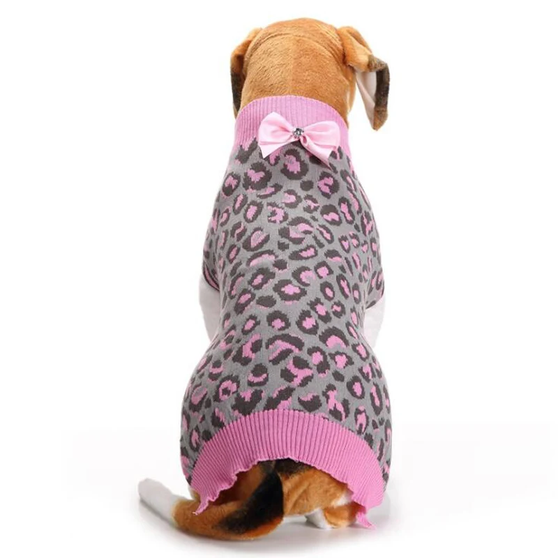 Рождественские свитера для кошек и собак с леопардовым бантом женская