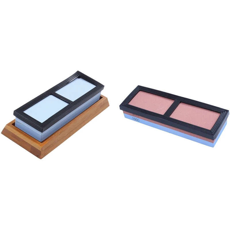 

2 Set Two-Sided Knife Sharpening Stone Whetstone with Slip-Resistant Rubber Base, 2000/6000 Grit & 240/800 Grit
