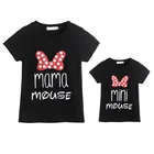 Сочетающаяся семейная одежда для мамы и дочери семейный образ для девушек женщин мама мини мышь черная хлопковая летняя футболка
