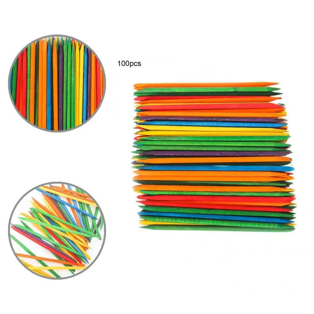 

100Pcs Beautiful Nails Art Cuticle Remover Pusher Stick Easy to Store Orange Wood Stick Wide Application for Women