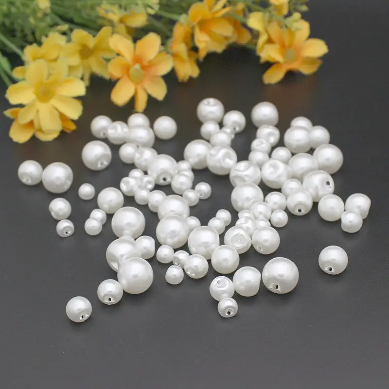 50 шт./лот разные размеры 4 боковых отверстия белые жемчужные пуговицы аксессуары