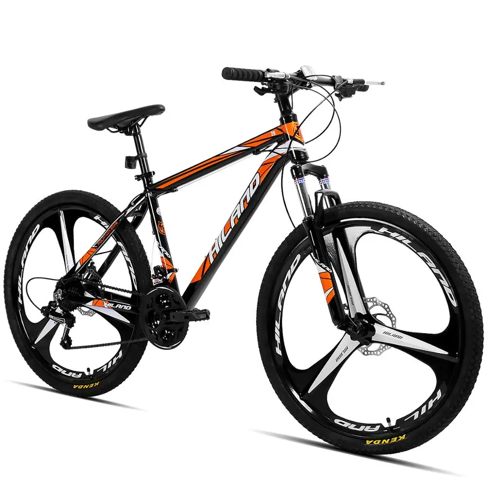 

US warehouse HILAND 26 inch 21 Speed Aluminum Alloy Suspension Bike Double Disc Brake Mountain Bike Bicycle with Service