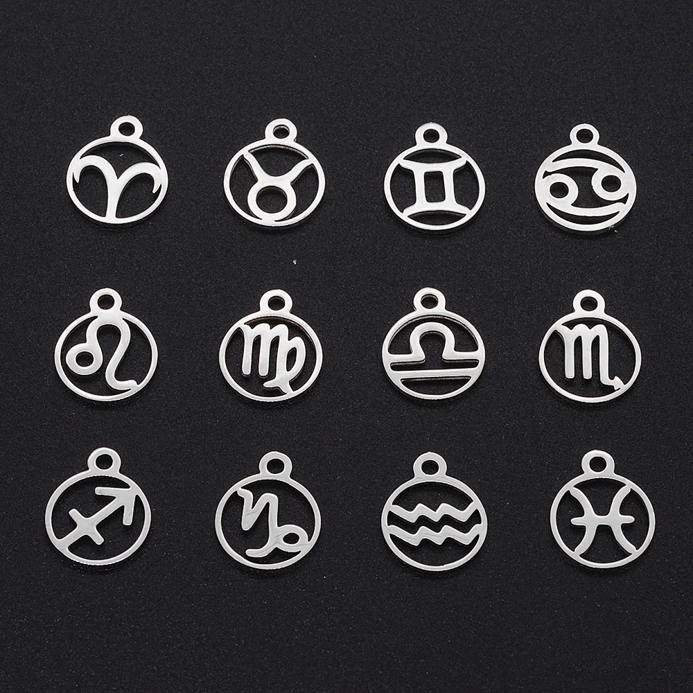 12 шт./компл. Знаки зодиака гороскоп из нержавеющей стали оптовая продажа никогда