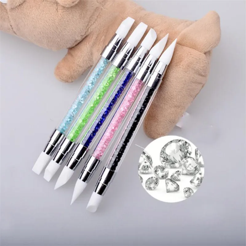 Full Beauty Dual-ended 2 Ways Silicone Nail Art Sculpture Pen 3D Carving DIY Glitter Powder Liquid Manicure Dotting Brush | Красота и