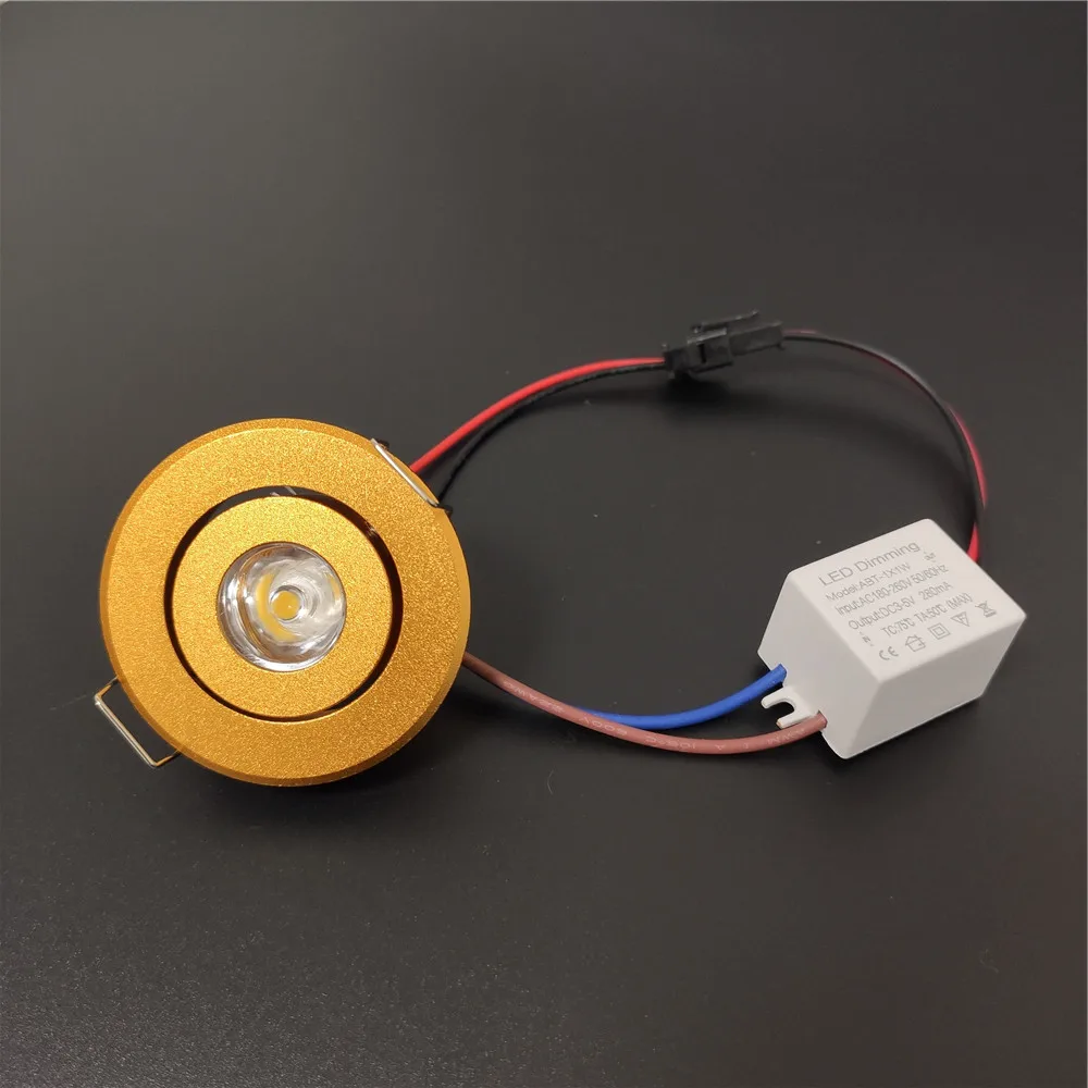 

led mini downlight ac/dc 12v 1W recessed spot light black/white/silver/Gold with dimmable driver hole size 42-45mm