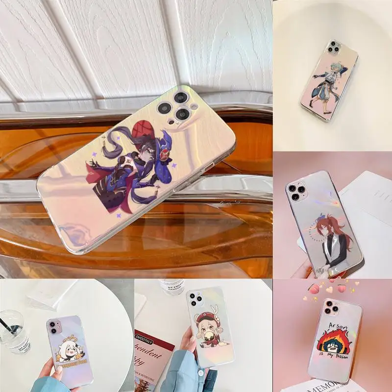 

genshin impact Phone Case for iPhone huawei P 7 8 9 11 12 10 30 40 S X XS XR MINI Pro Max Plus laser Transparent Shell Cover
