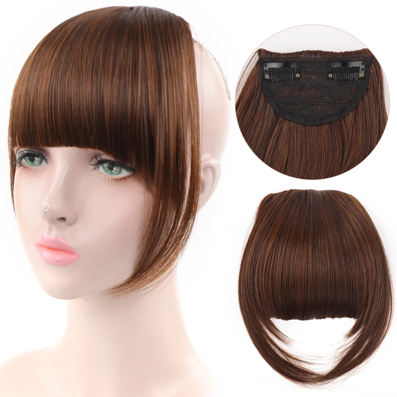 LUPU Women's Hair Short Straight Blunt Bangs Synthetic Natural Fake False Clip In Hairpieces For Black Heat Resistant Fiber |