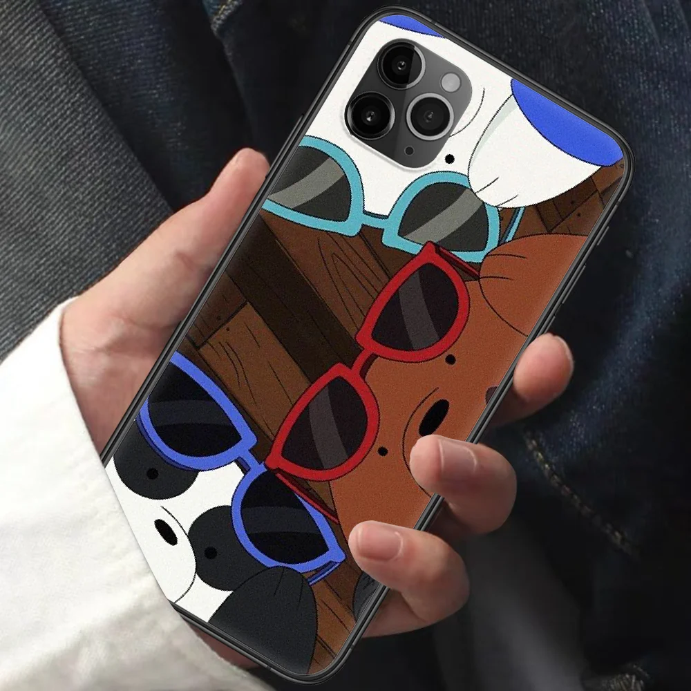 

Cartoon Ice Bare Bears Panda Phone Case For Iphone 11 12 Mini PRO XR X XS MAX 6 6s 7 8 Plus 5 5s SE 2020 black Back Tpu Coque