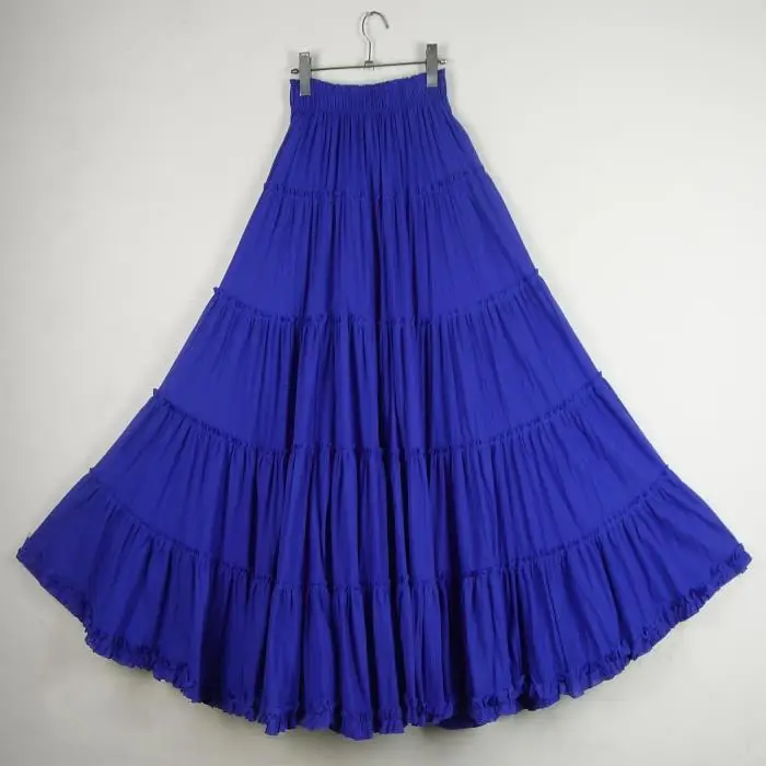 

SexeMara Boho Korean Beach Mid Umbrella Long Skirts Summer Femininas Candy Color Maxi Chiffon Skirt Elastic Waist Pleated Skirts