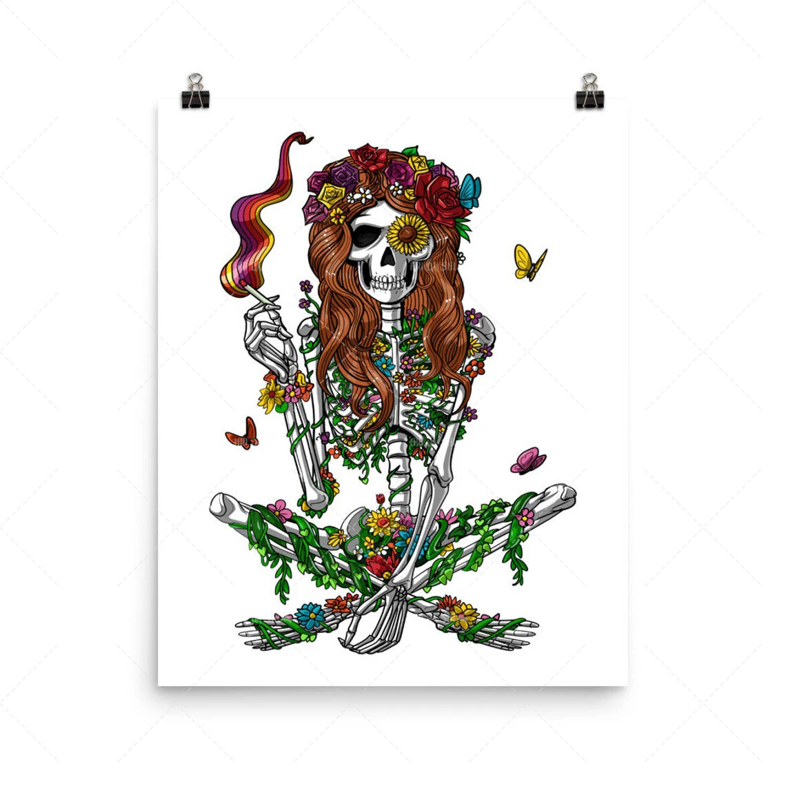 

Hot Home Decor Poster Floral Skeleton Hippie Wall Art Canvas Painting Art Poster Print Wall Picture Nordic Wall Art Living Room