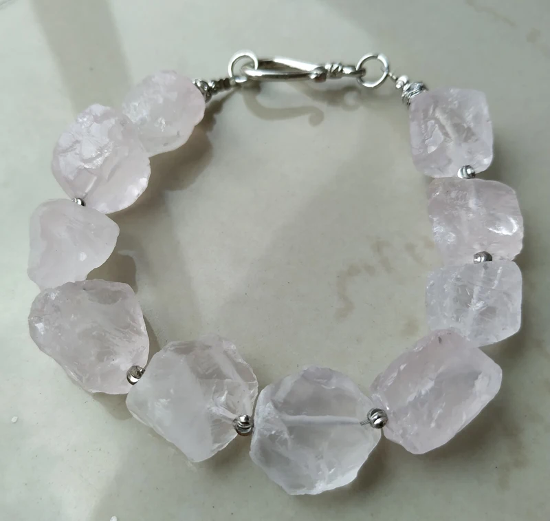YA4014 Rose Quartzs камень разделитель браслета застежка