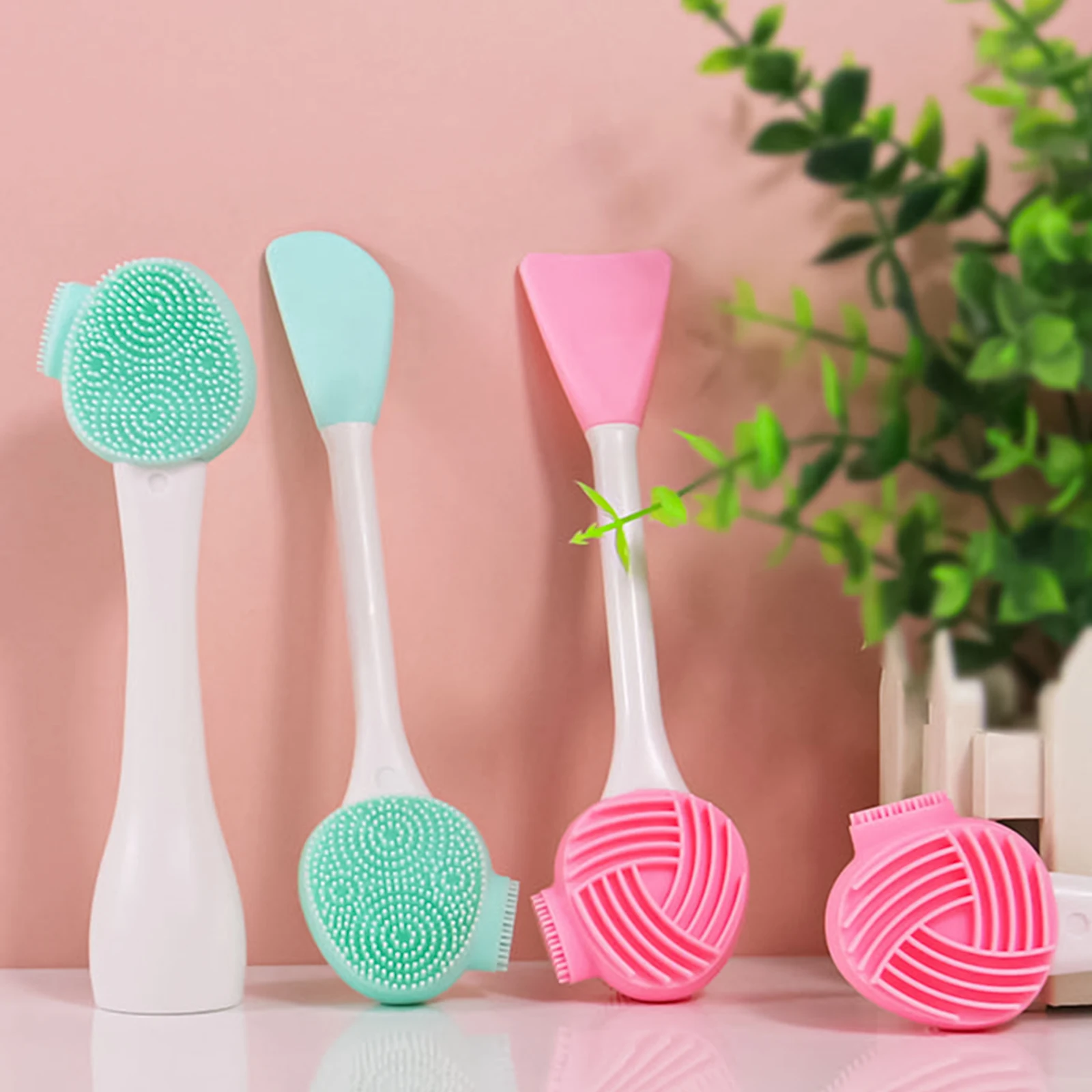 

Two-in-one Silicone Facial Clean Brush Cleansing Instrument Mud Mask Brush Facial Mask Scraper Makeup Remover Cleansing Brush