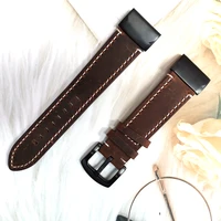 26mm retro leather watchband wriststrap for garmin fenix 6x 6 pro 5x 5 plus 3 hr 22mm easy fit quick release big size wirstband