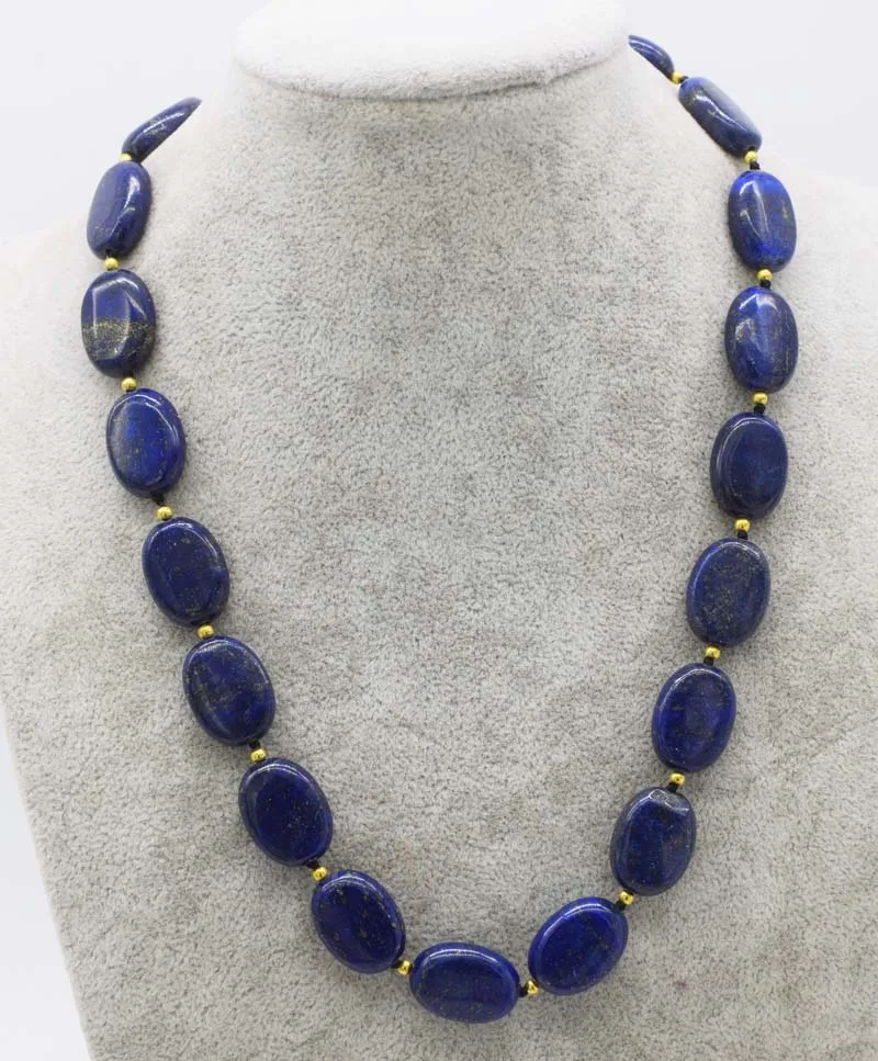 

blue lapis flat oval 15*20mm necklace 18inch nature wholesale beads