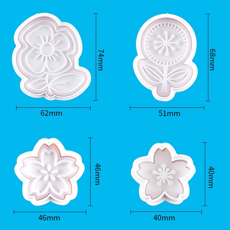 

4Pcs/Set Biscuit Mold Kitchen Embosser Cake Decorating Tools Cookie Cutter Fondant Flower Plastic Biscuit Spring Mold