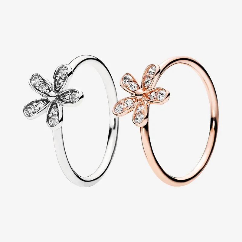 

Authentic 925 Sterling Silver Sparkle Cz Daisy Ring Flower Ring For Women's Engagement Jewelry Anniversary