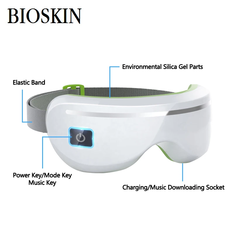 買取 をbioskinスマート電気ポータブル目加熱空気圧音楽振動指圧マッサージ治療マッサージ目のケア
