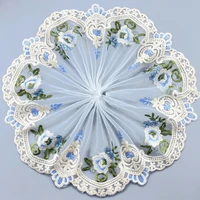 2 yards blue white handmade diy clothing accessories wedding floral embroidery lace fabrics curtains sofa sewing lace trim 20cm