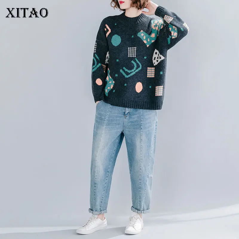 XITAO/вязаный свитер с геометрическим узором коллекция 2020 года сезон весна