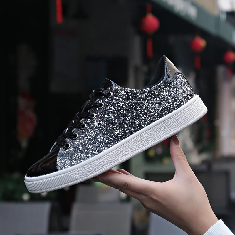 

Women Vulcanize Shoes Sneakers Bling Shoes Girl Glitter Casual Female Breathable Lace Up Outdoor Sport Shoes Zapatos De Mujer