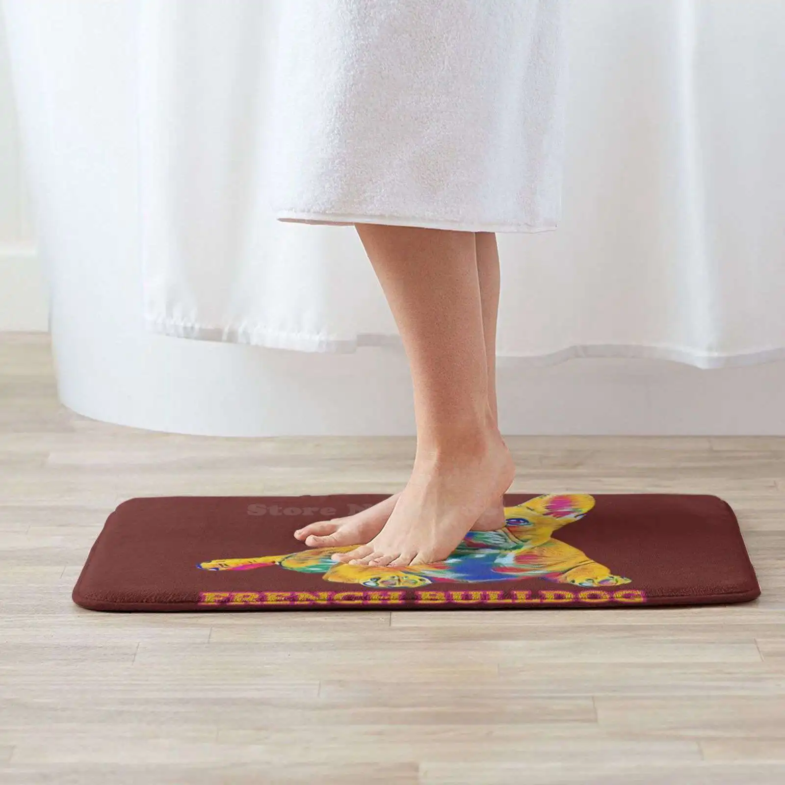 Мягкий интересный комнатный коврик с изображением французского бульдога папы