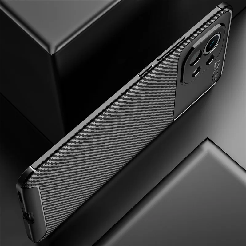Для Xiaomi Mi 11 чехол из углеродного волокна противоударный силиконовый для телефона