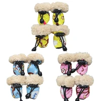 new 4 pcsset pet winter rain boots set with fleece liner cartoon waterproof anti slip shoes for dogs hot
