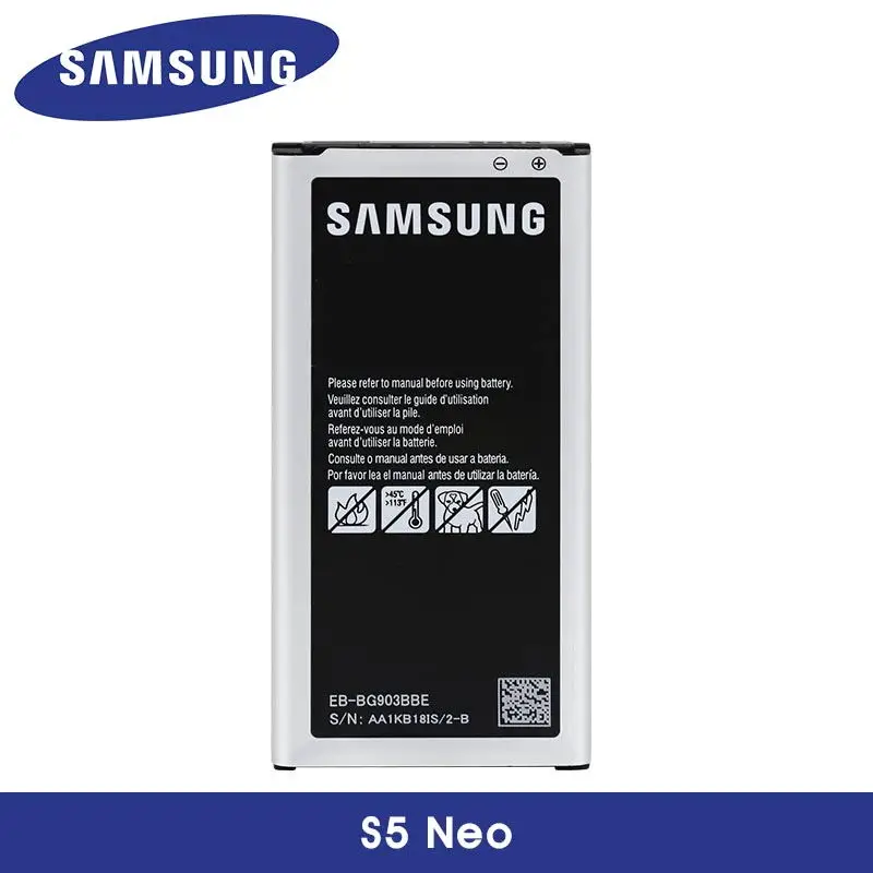 Оригинальный аккумулятор samsung для Galaxy S5 Neo G903F G903W G903FD G900 2800 мАч EB BG903BBE с NFC Сменный