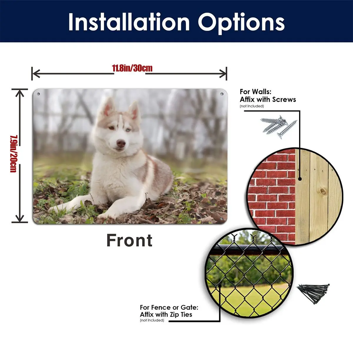 

White Husky Dog Sign 11.8*7.9 In One Size Metal Tin Signs For Home Decor