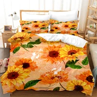 color plant printing bedding single double queen bedroom quilt cover 230x220 sunflower feather pillowcase