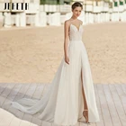 Женское шифоновое свадебное платье JEHETH, элегантное кружевное платье-трапеция с разрезом, на тонких бретельках, с V-образным вырезом, в стиле бохо, 2022