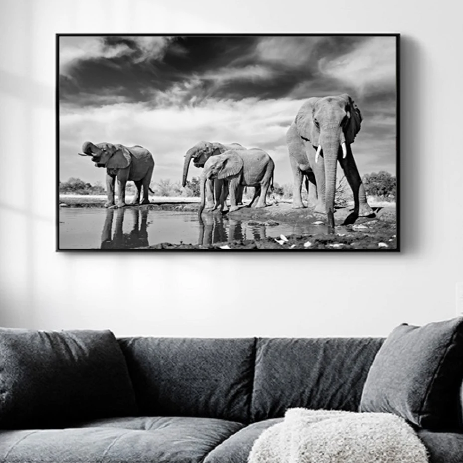 

Africa Wildlife Animals Elephant Canvas Paintings Black White Animals Posters And Prints Wall Pictures Living Room Home Decor
