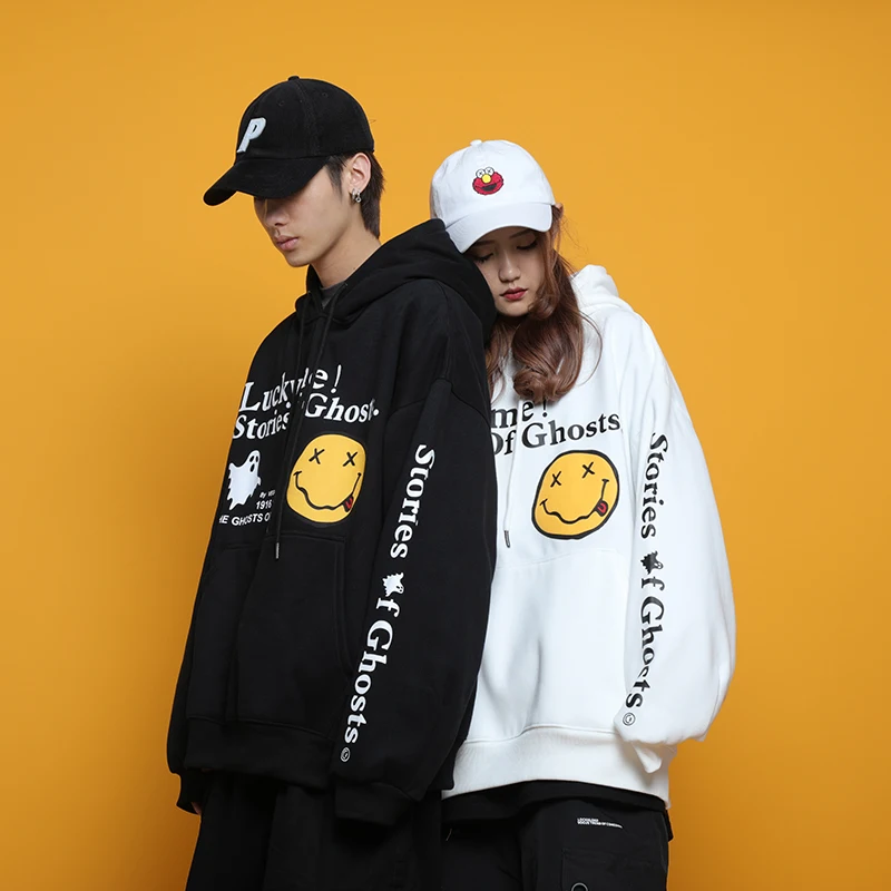 Толстовка мужская с капюшоном и принтом призраков в стиле Харадзюку|Мужские