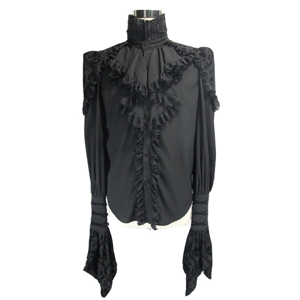 Мужская двухслойная блузка Devil черная Готическая в стиле стимпанк с принтом