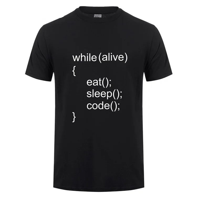 While Alive Eat Sleep Code T Shirts Men 2018 Summer Style Man Short Sleeve Cotton Java Programmer Fitness T-shirts Tops Camiseta |