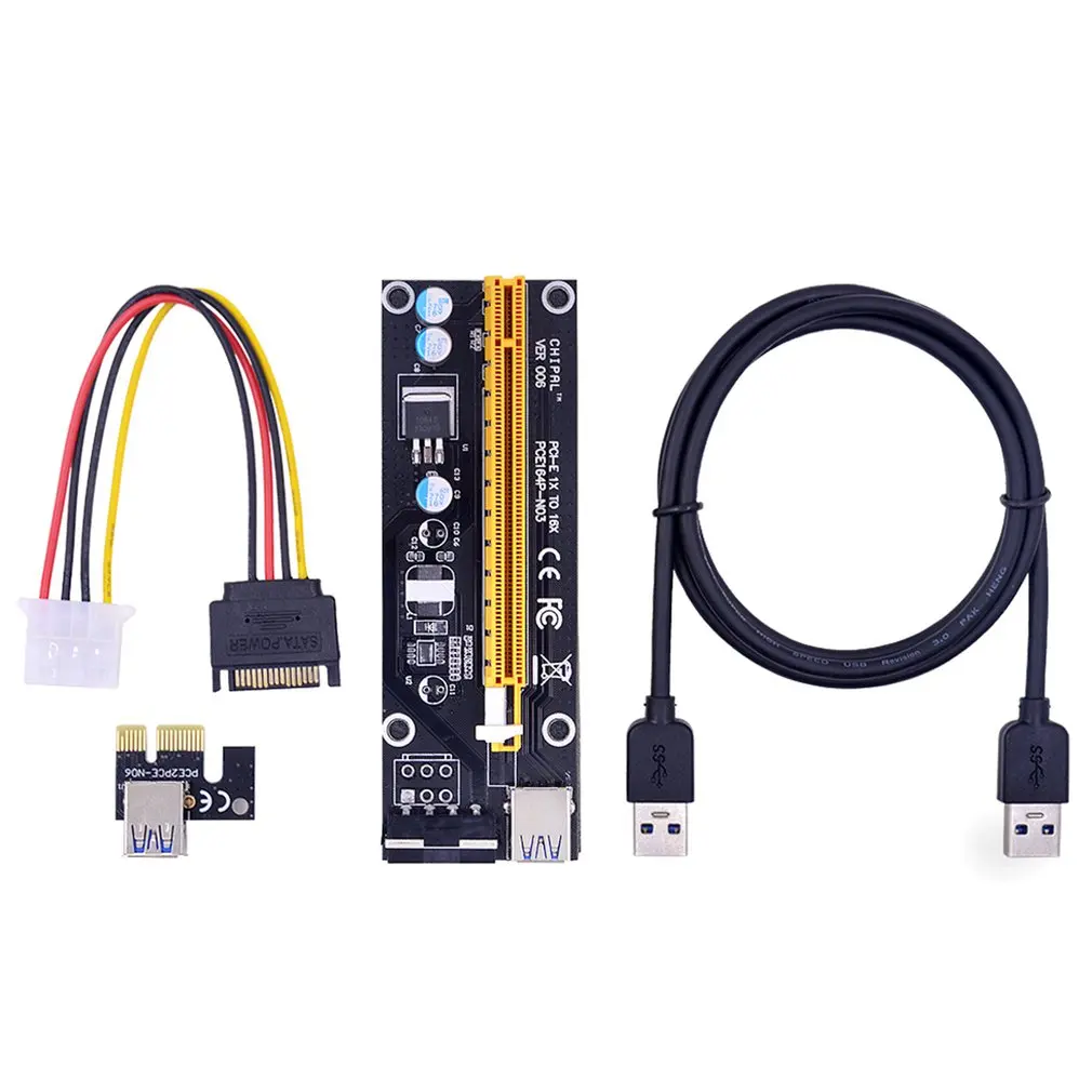 

PCI-E Riser Card Ver 006 Graphics Extension Cable 60CM PCI Express 1X To 16X Extender USB3.0 Cable For GPU Miner Mining