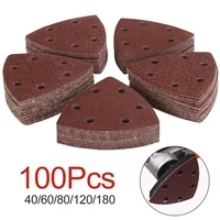 100pc sanding disc triangle back velvet sandpaper 40 180 grits size sand based red high performance sandpaper 90 x 90 x 90 mm