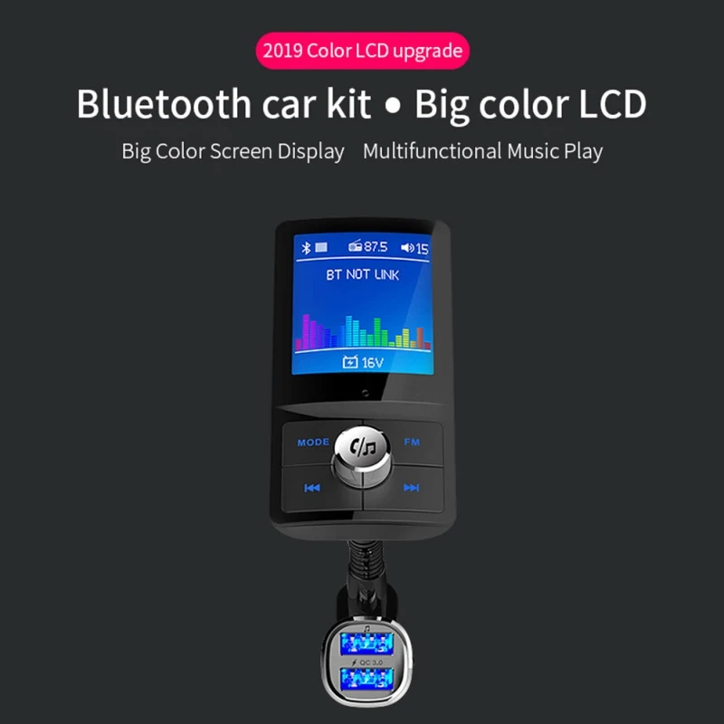 

car mp3 bluetooth handsfree BC43 FM Transmitter Car Mp3 Wireless Hands-Free Bluetooth Car Audio Connector Dual USB Charger