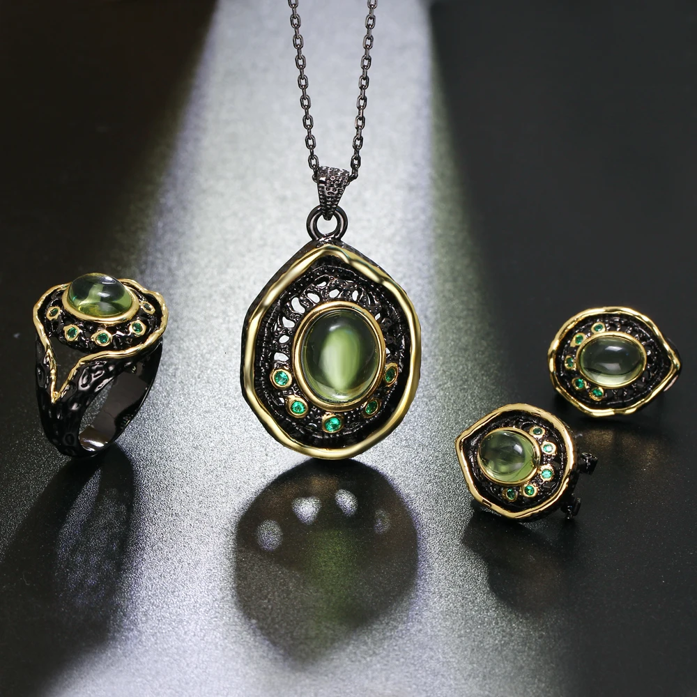 DreamCarnival 1989 Роскошный готический кулон для женщин Bijoux цепочка ожерелье черного золота цвет зеленый тон Цирконий Прямая поставка скидка