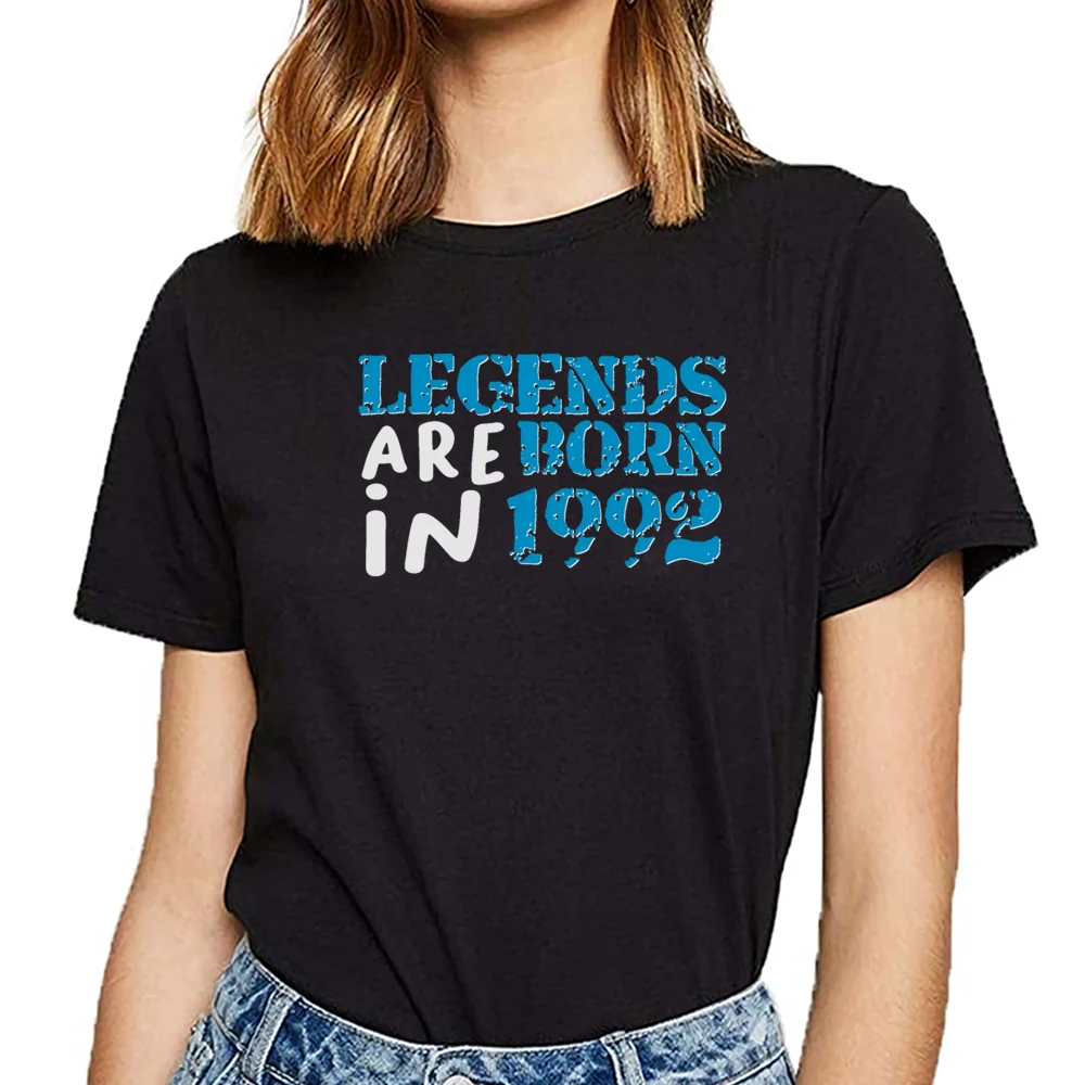 

Женские топы, футболка с принтом legends are born in 1992, черная женская футболка с принтом