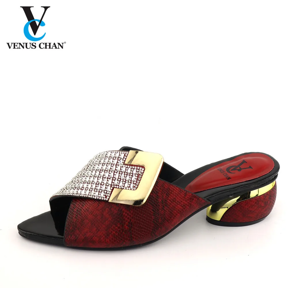 

NEW Sexy Slippers Women Summer head Peep Toe Mid Heel Slippers Fashion Mid Heels Slides Ladies Party Shoes