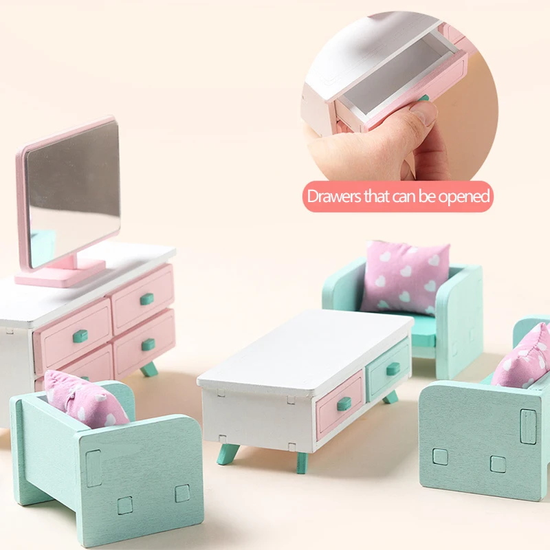 Миниатюрный Кукольный дом мебель игрушечный домик Деревянный Мини-домик для