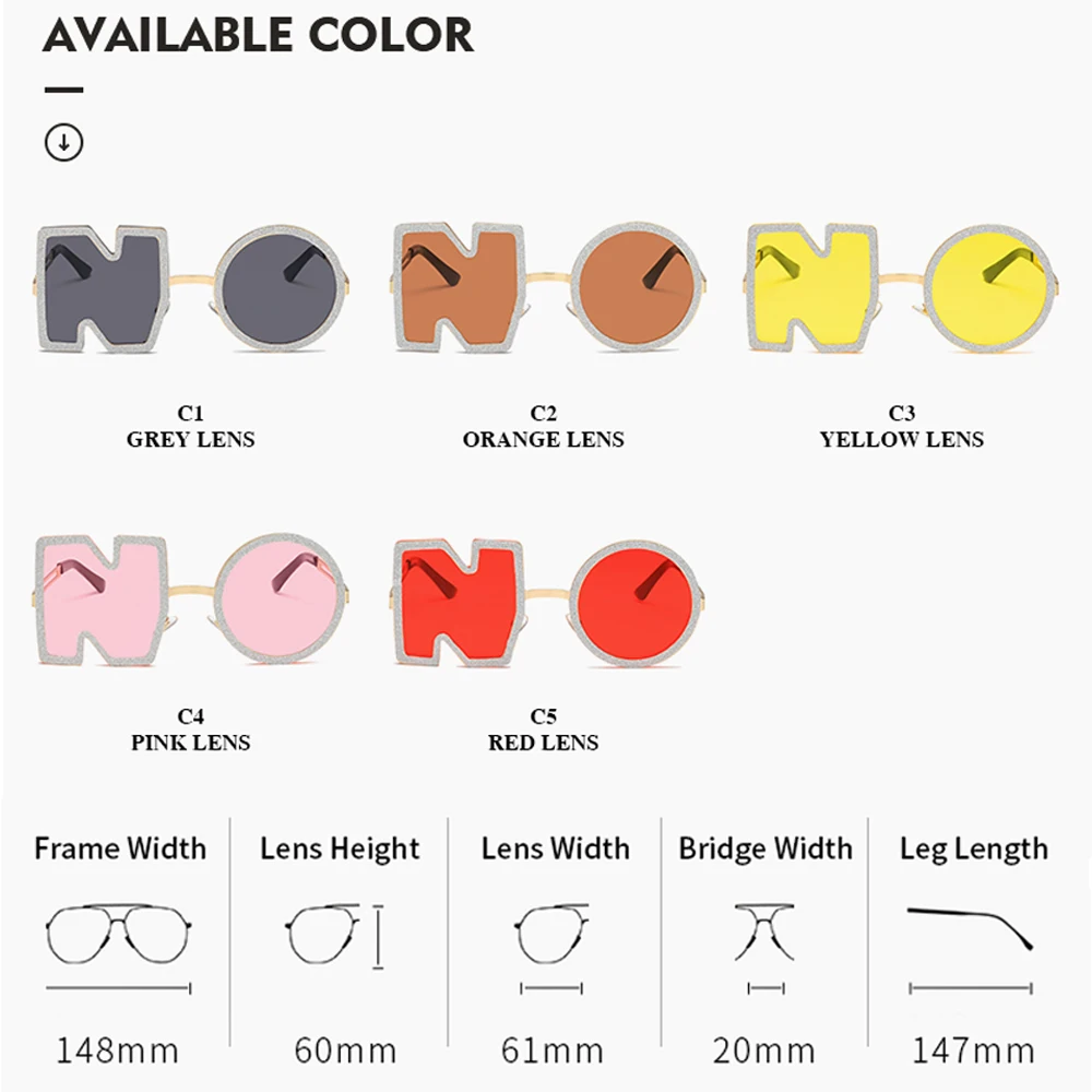 

LongKeeper Fashion Letter NO Sunglasses Women Luxury Brand Designer Metal Sun Glasses Ladies UV400 Shades Gafas de sol mujer