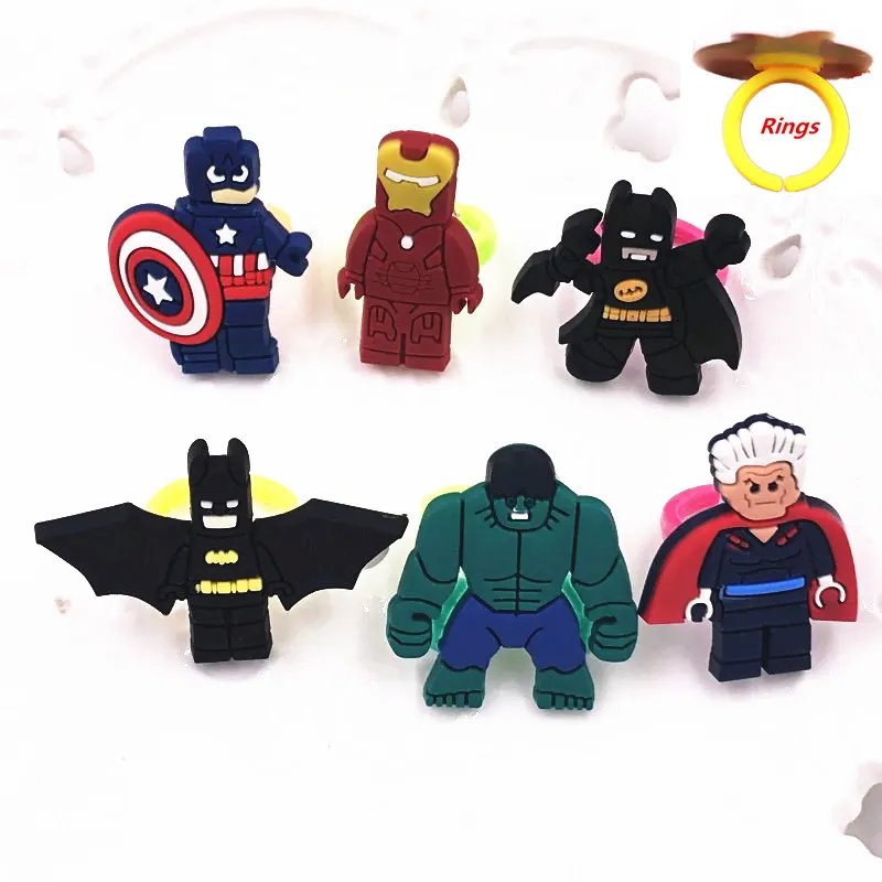 6 шт. Детские кольца на палец крутые с супергероями регулируемые детские рисунком