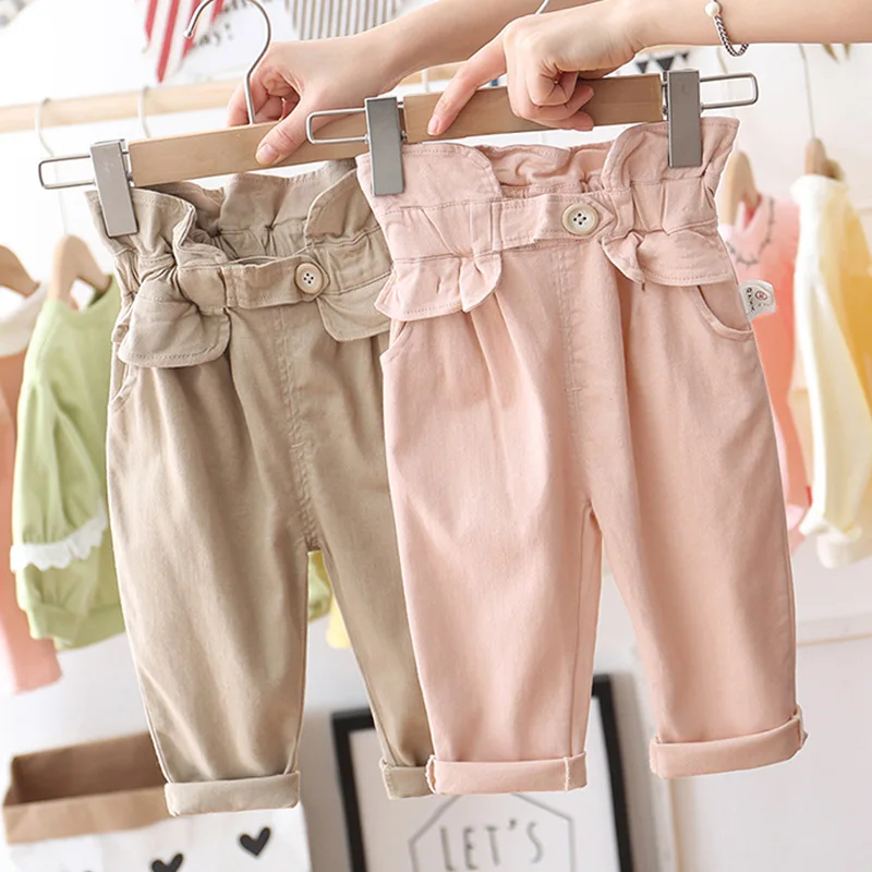 Повседневные штаны для маленьких девочек сезон весна осень новые детские брюки с