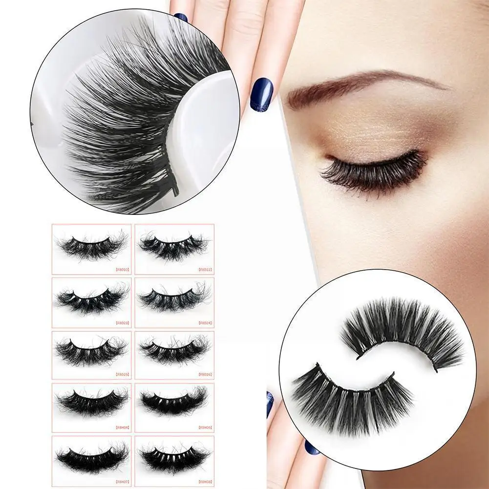 

1 Pair Of 3d Mink Hair False Eyelashes Fluffy Handmade Natural Volume Lashes Soft S2y7